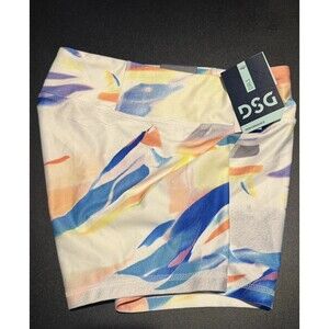 DSG Girls Athletic Bike Shorts Large 14 Summer Watercolor Print Compression NWT
